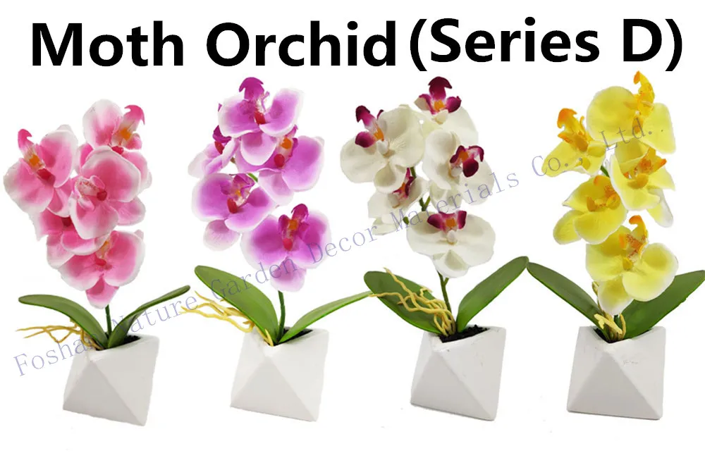 Wholesale Artificial Pink Flowers Plants Phalaenopsis Potted Home Fake