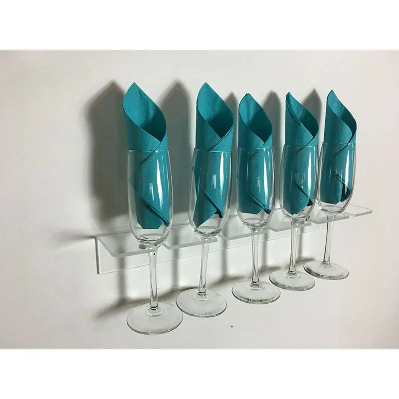 

Clear Acrylic Drink Glass Racks Flute Glass Storage Acrylic Champagne Wall Mounted Stemware Glass Hanging Rack for kitchen