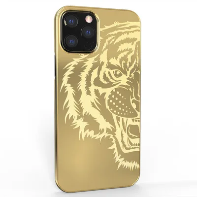 

Luxury Stainless Steel Aluminum Alloy Gold Plated Phone Case For Iphone 12 Pro Max Gold-Plated Tiger Head Custom Back Cover