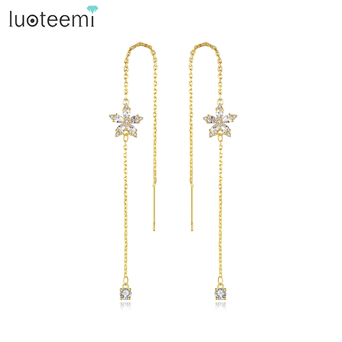 LUOTEEMI Vintage Costume Earring Women Holiday Earrings 18k Golad Plated Elegant Earring for Women Wholesale