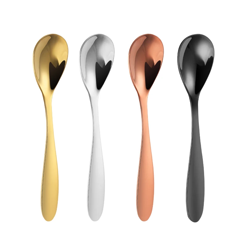 

Custom LOGO Stainless Steel 304 Small Spoon Gold Black Copper Stirring Tea Coffee Dessert Spoon Set