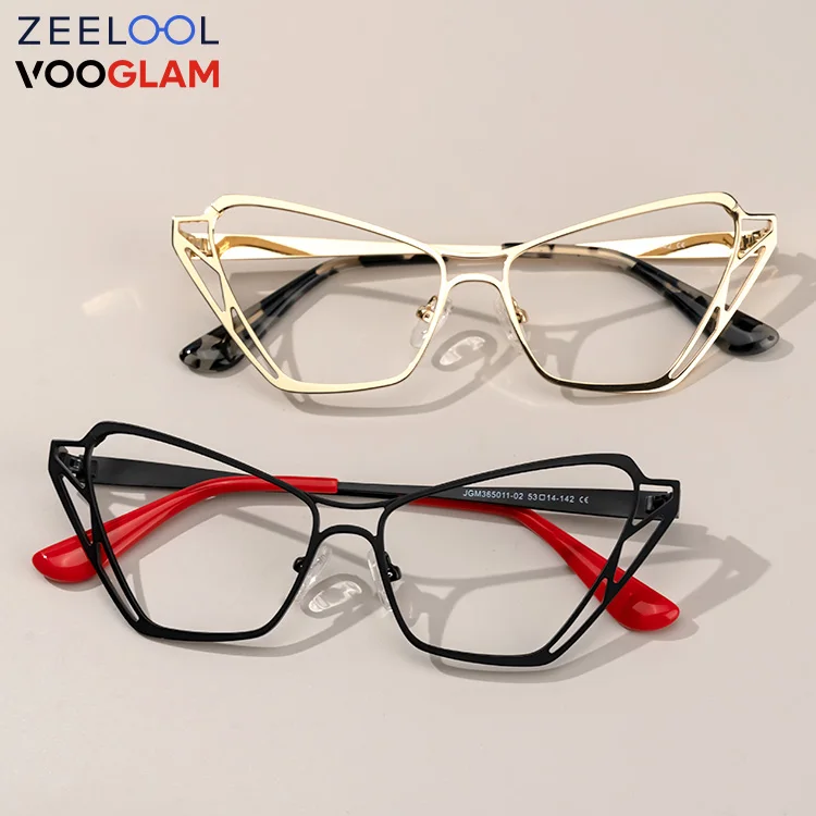 

Zeelool Vooglam Vogueme Lady wholesale metal black red gold rimless eyewear Women Cateye custom rimless eyewear eyeglass frames