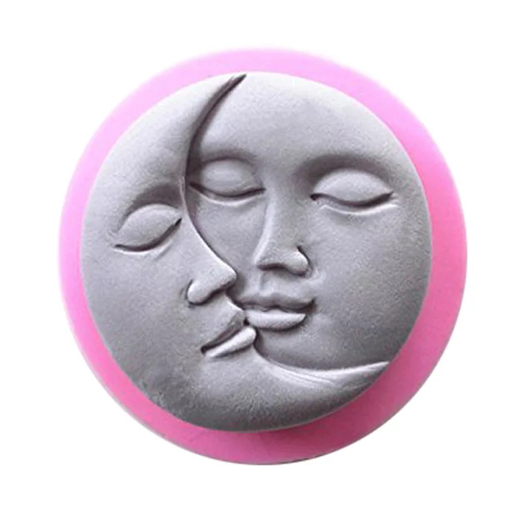 

D29 DIY Fondant Chocolate Soap Sun Moon Face Silicone Candle Mold For Handmade Candle Wax Cake Decoration Tools, Stocked / cusomized