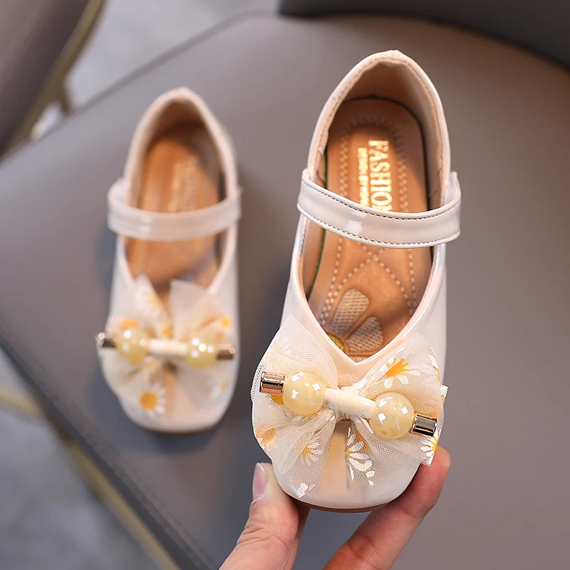 

Wholesale Princess Pink Shoes Campus Kids Girl Dress Shoes Girl With Bowknot, White/pink/green