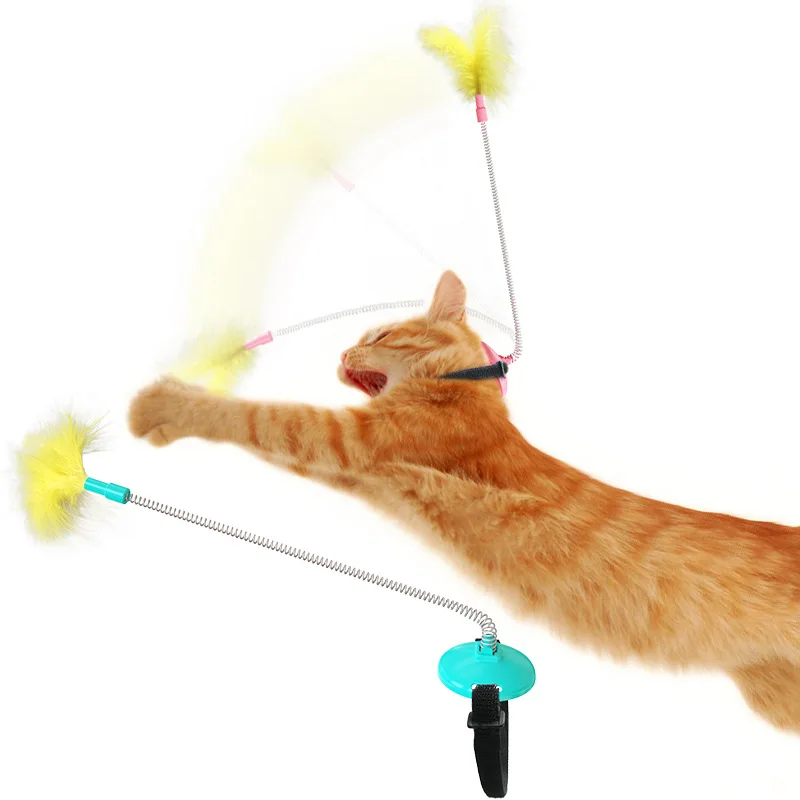 

Wholesale Cat Self-healing Collar Cat Neck Spring Toy Environmentally Friendly Funny Cat Stick, Blue,red,yellow,sky blue