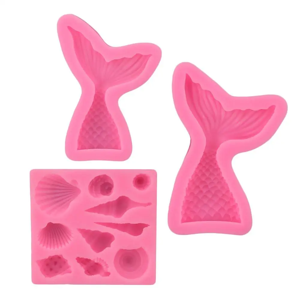 

Silicone Mermaid Seashell Mold Mermaid Tail Mold Seaweed Mold For Sugar Craft Candy Cake Decoration