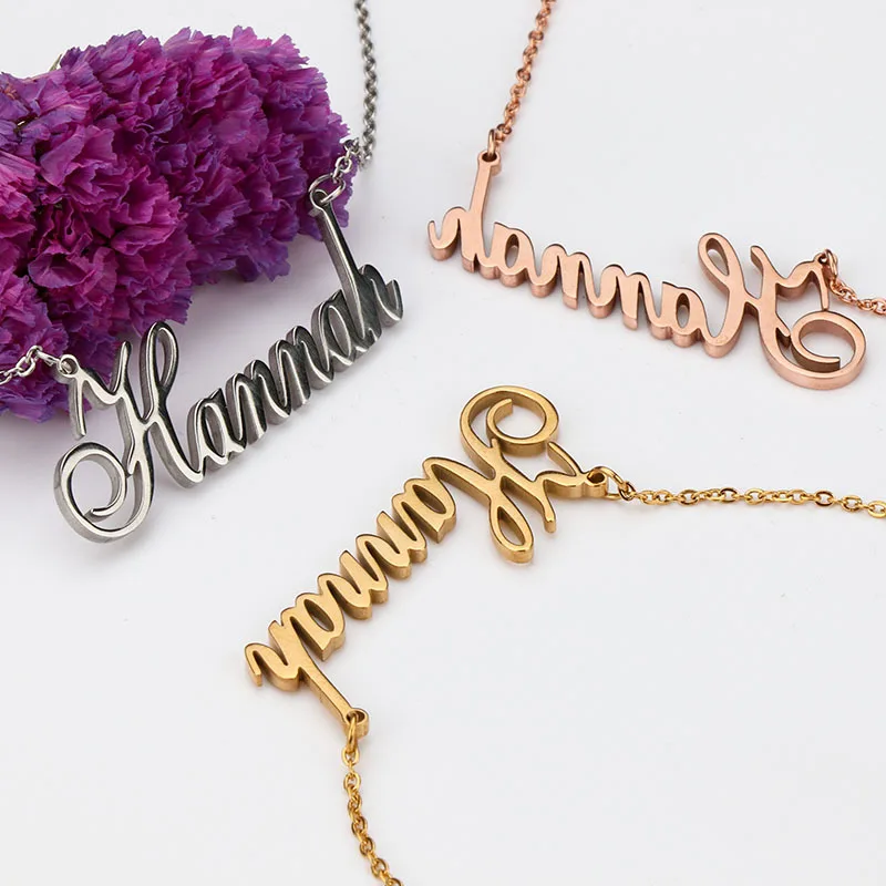 

fashion gold plated custom name plate necklace personalised jewelry with gifts, Silver/rose gold/gold