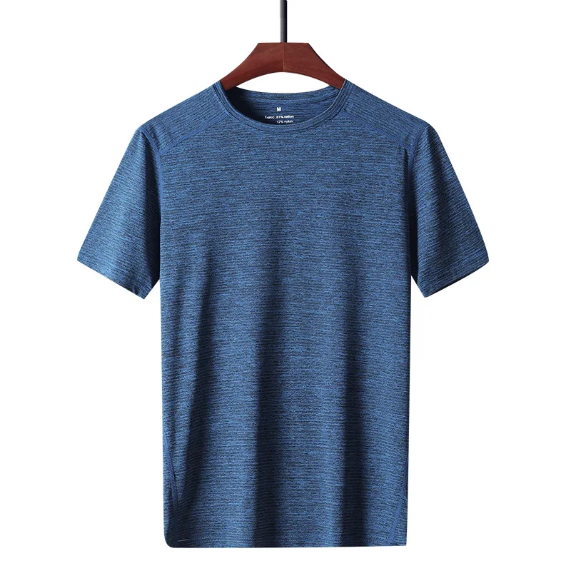 

New Spring/Summer Ice Silk Cotton Fashion Trend Sweat-Absorbent Clothing Cationic Quick-Drying Short-Sleeved Men's T-Shirt