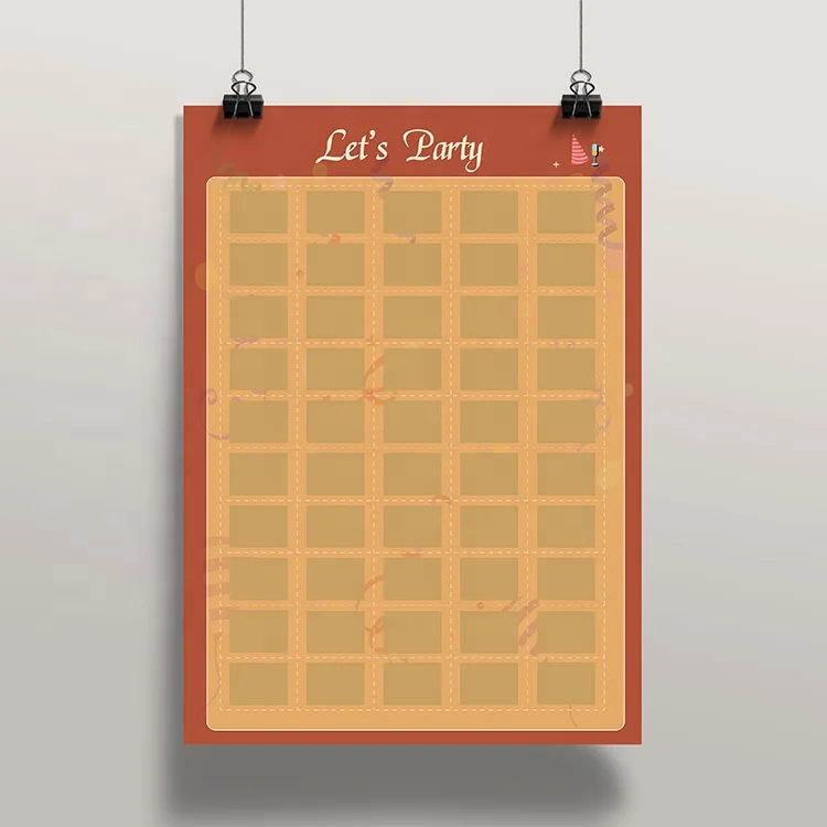 Let's Party 50 Interesting Games Scratch Off Poster For Adult