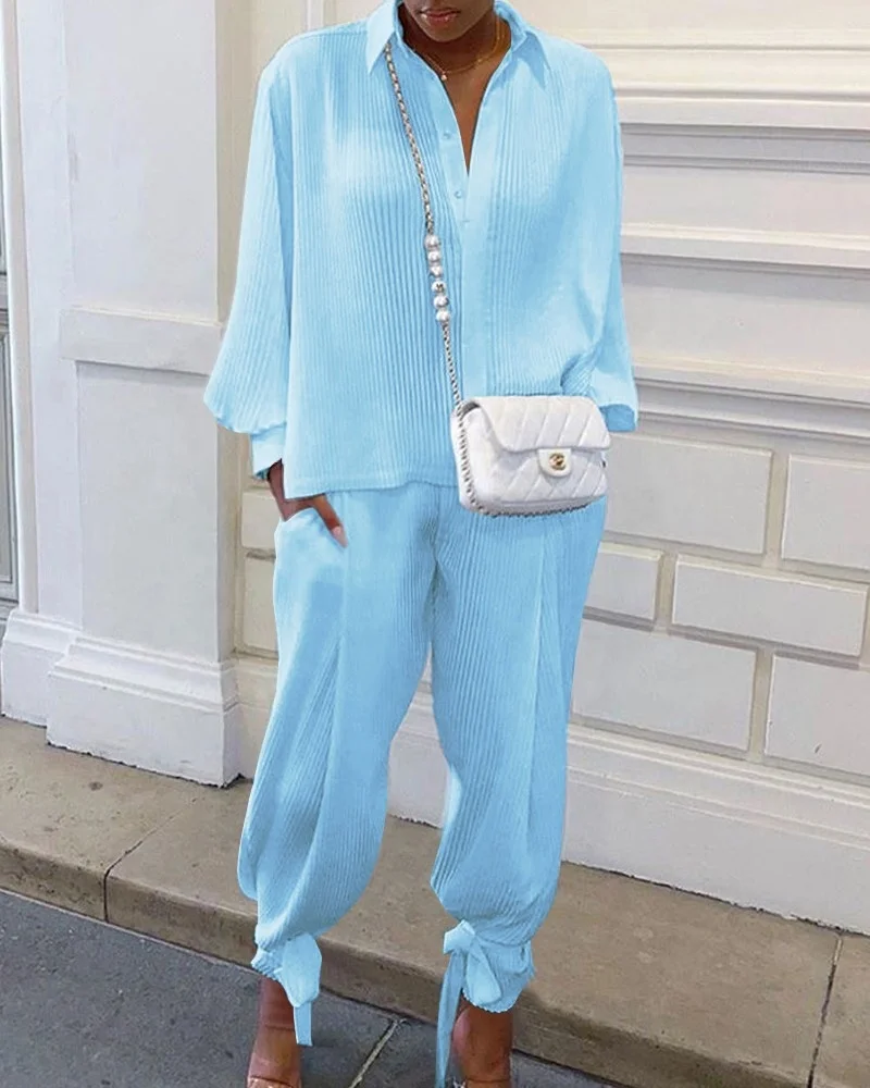 

2021 Thread Loose Jacket And Pants Suit Two Piece Blazers Sets Women Fashion Blazer Set, Black/white/blue/green/brown