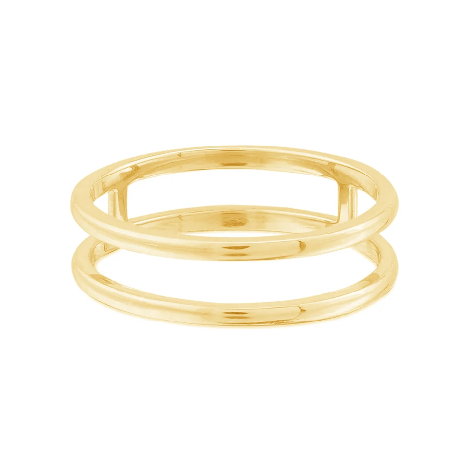 

Fashion Jewelry Brass 14K Gold Plated Double Line Engagement Ring For Women