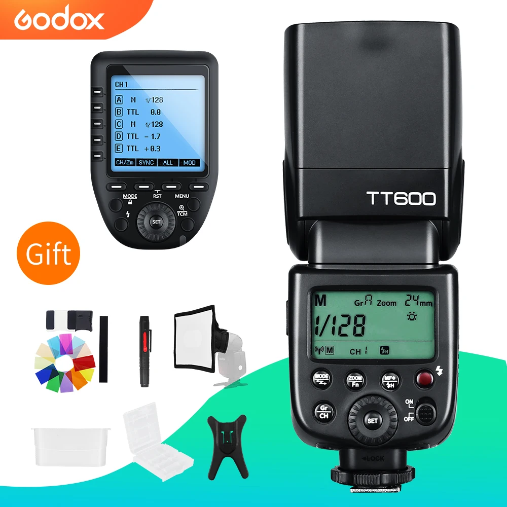 

inlighttech Godox TT600 2.4G Wireless GN60 Master/Slave Camera Flash Speedlite with Xpro for Pentax Fuji, Black