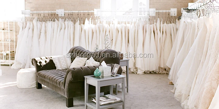 Elegant wedding dress display store cabinet / bridal shop display design for Wedding Salon