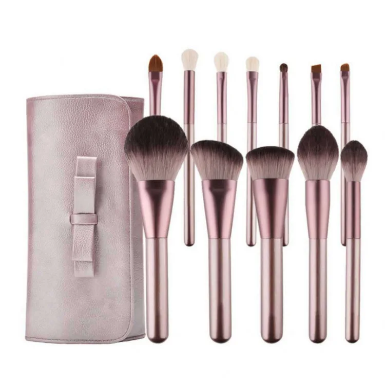 

Soft 12pcs Eye Shadow Concealer Lip Blusher Powder Foundation Make Up Brush Set In Pu Leather Bag, Purple