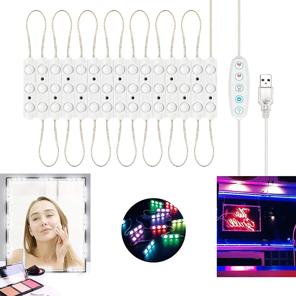 

DIY Modern USB Adjustable Brightness Waterproof LED Makeup Vanity Mirror Light Dimmable Strip RGB Vanity Lights