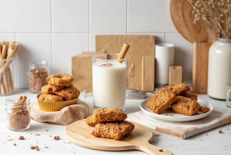 Various healthy food applications of cinnamon including in oatmeal, smoothies, and baked goods on a clean kitchen counter