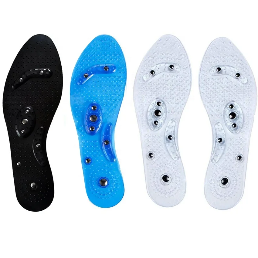 

Massaging Silicone Insoles Magnetic Massage Foot Therapy Reflexology Pain Relief Gel Shoe Insoles For Weight Loss HA00126, Transparent/blue/black/custom colors