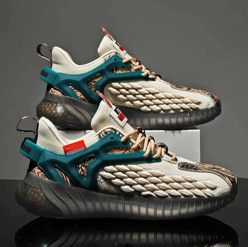 

2021 new men's casual sports shoes mesh running large size shoes, Green, blue, gray, red, black