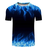 

T Shirts for Men Blue Flaming Tshirt 3d T-shirt Black Tee Casual Top Anime Camiseta Streatwear Short Sleeve Sport T-shirt