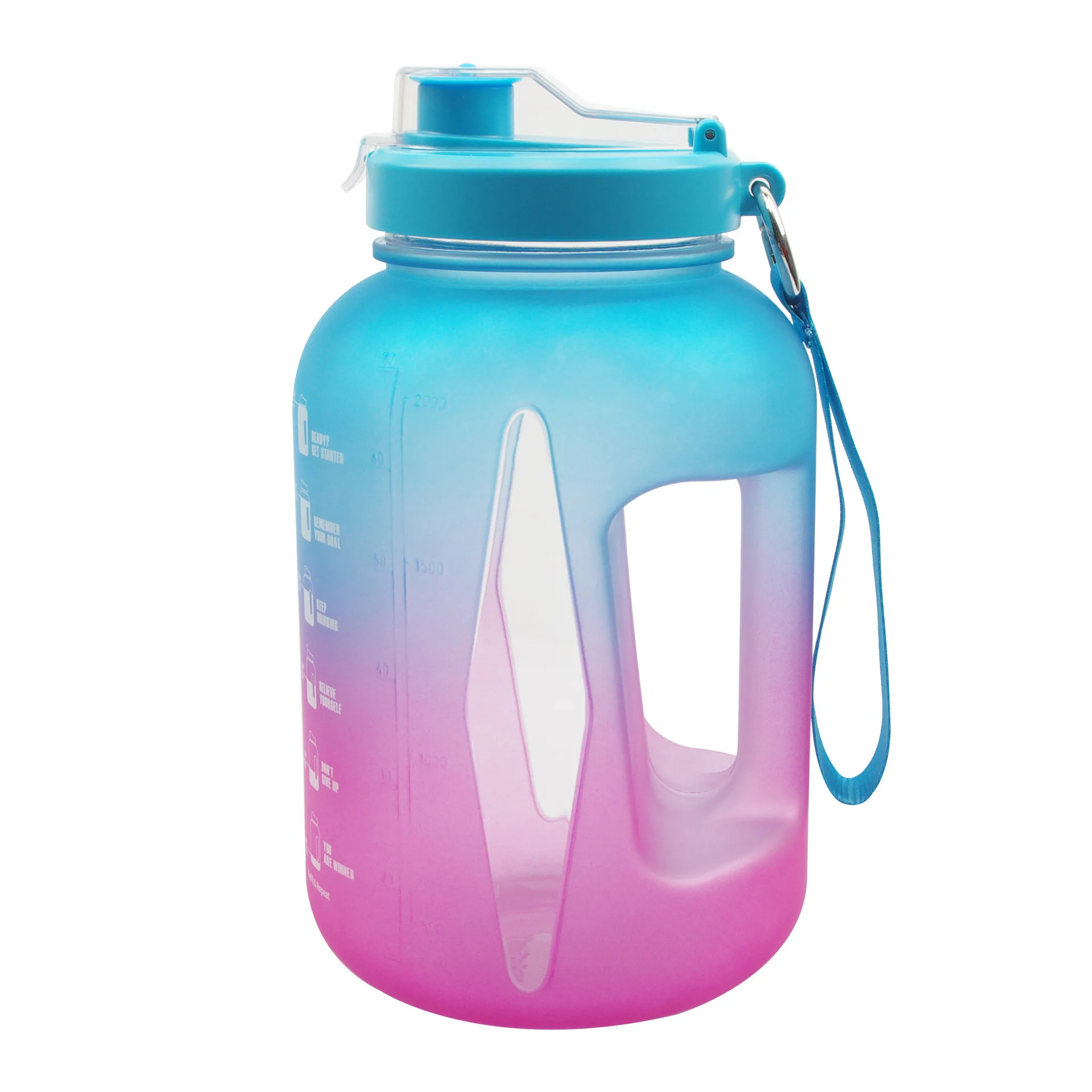 

W365 Custom Logo Large Capacity 2.2L With Time Stamp Fitness Sports Plastic Water Bottle With Window, Stock or customized