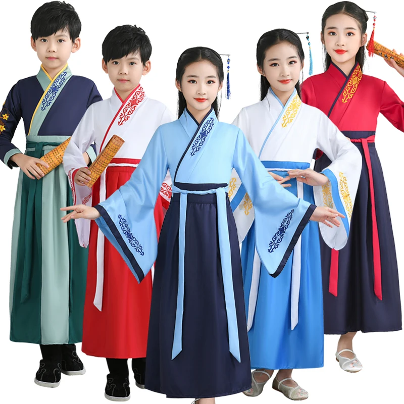 

Chinese style kids costume polyester material suit Hanfu costume cosplay