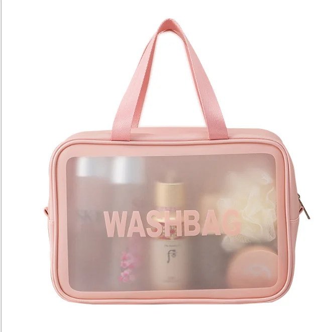 

makeup travel cosmetic bag travel transparent wash PU waterproof frosted cosmetic bag skin care product storage