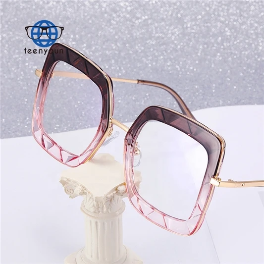 

Teenyoun Eyewear Resin Nose Pad Shades Blue Light Blocking Spectacles Oversized Square Frame Eyeglasses Frames For Women Ladies