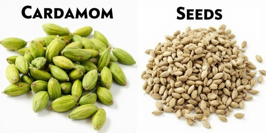 Comparison of whole cardamom pods and extracted seeds