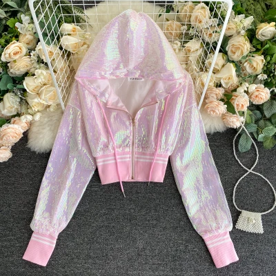 

2020 Autumn Women Latest Designs Sequined Jacket Coat Tops