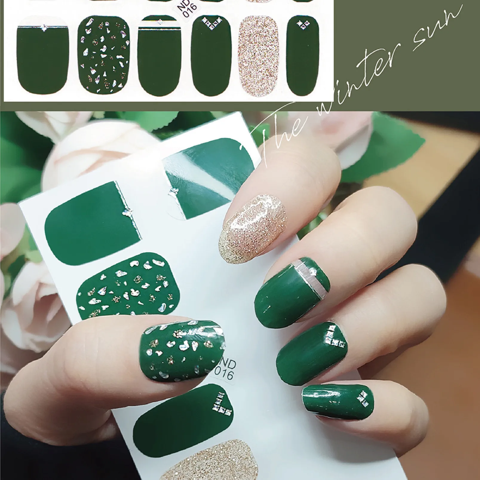 

12 Sheets Adhesive Nail Art Polish Stickers Nail Wraps Decals, As picture