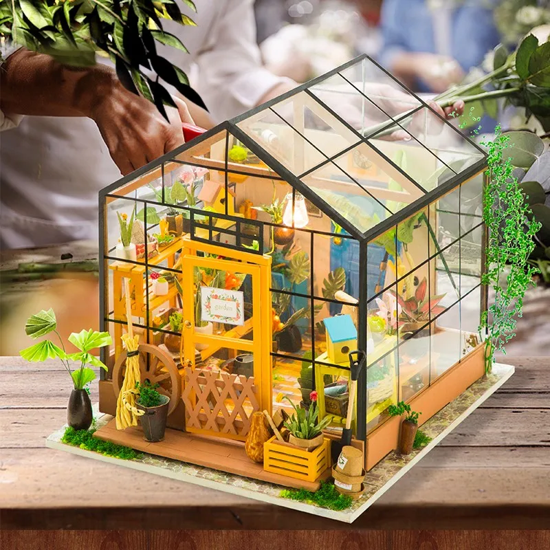 

ROBOTIME Rolife US Warehouse Puzzle Toys DG104 Cathy's Flower House DIY Miniature Doll House Kit with LED for Gift