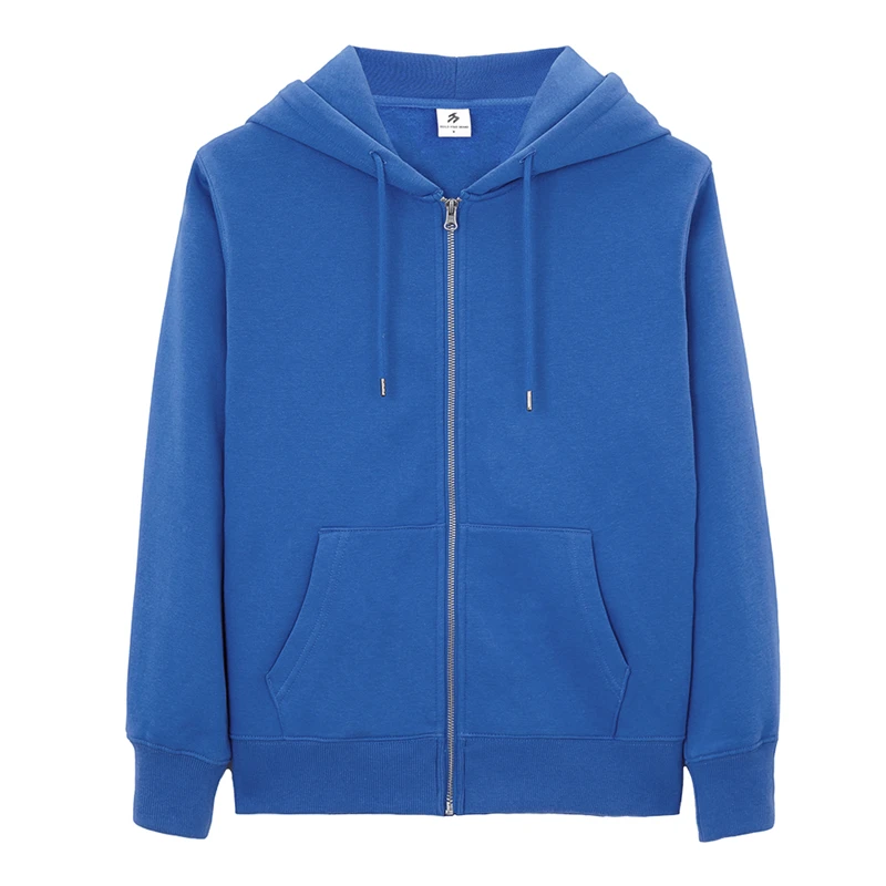 factory custom Pouch pockets cotton plain Full-Zip hoodie Fleece sweat shirt