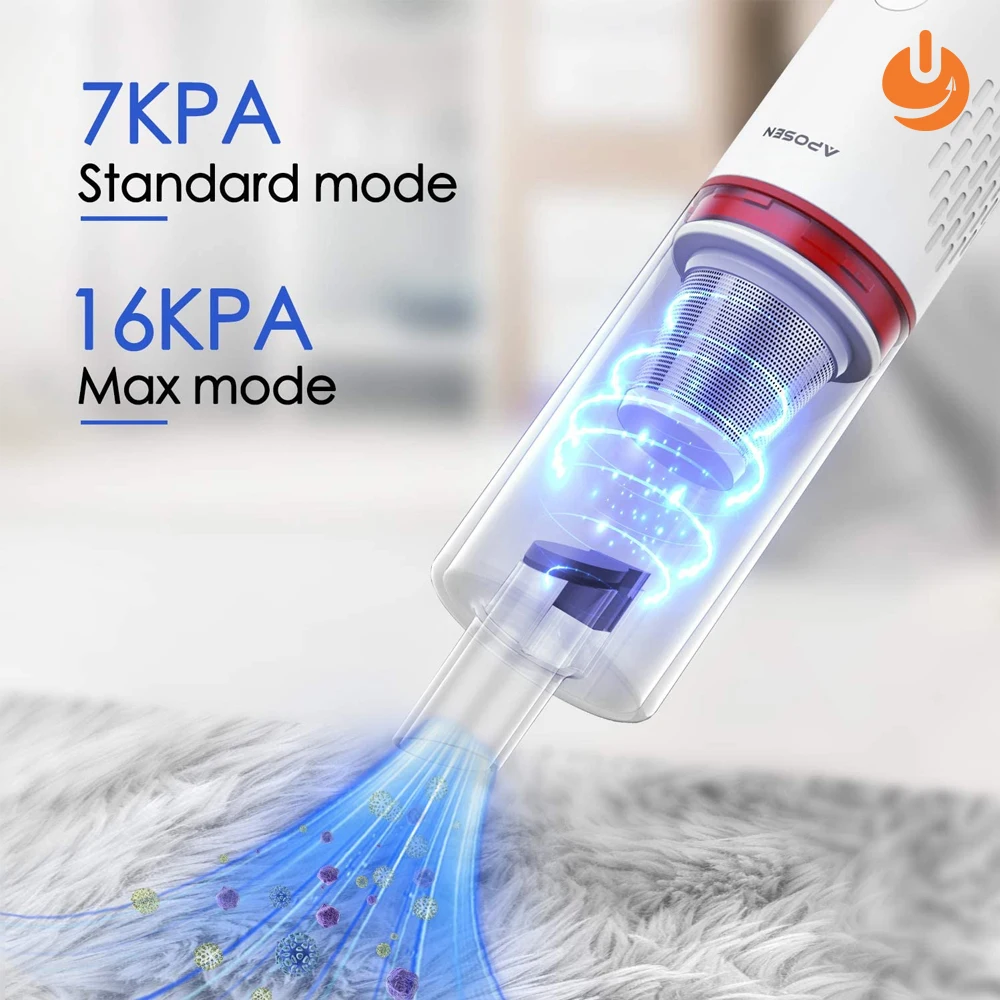 

APOSEN Cordless Vacuum Cleaner, 16Kpa Strong Suction 5 in 1 Stick Vacuum Brushless Motor Ultra Lightweight for Home Hard Floor
