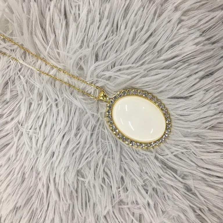 

Rubysub SL-29 Ready To Ship New Arrival DIY Crystal Necklace Sublimation Blanks Oval Shape Jewelry Necklace, Silver