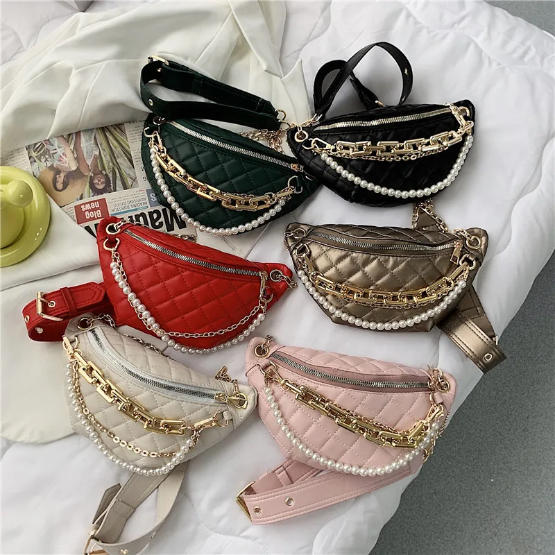 

Designer Leather Fashion Fanny Ladies Handbags Popular Women Waist Bags Messenger Waist Bags Women Handbags With Peal, 6 colors