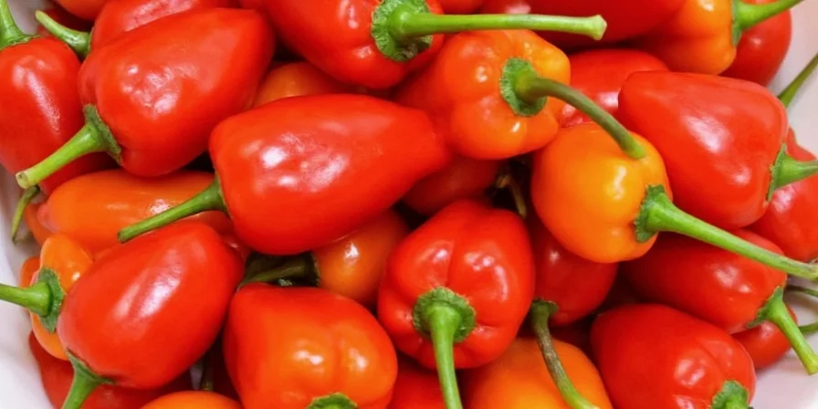Habanero plant with bright orange peppers