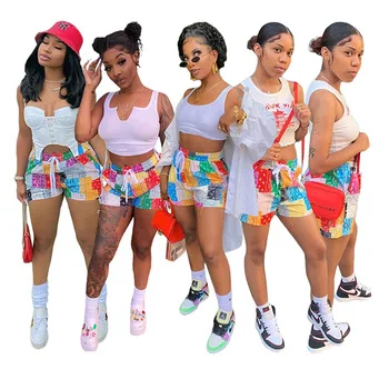 

2022 Fashion Drawstring Loose Pants Woman Beach Pants Short Trousers Bandana Shorts