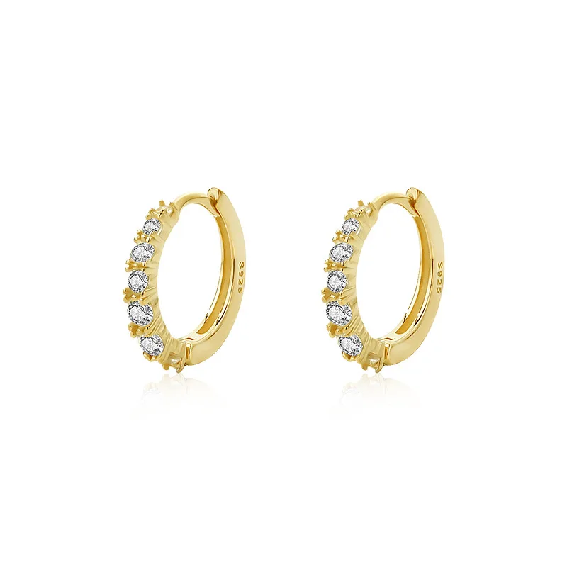 

VIANRLA 925 Sterling Silver Jewelry Earrings Hoop Zircon Earring 18k Gold Plated For Women Free Laser Logo Wholesale