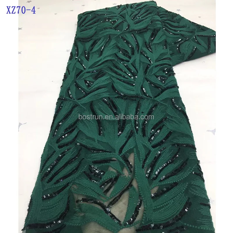 

XZ70 The latest gold and yellow handmade beaded sequin embroidery dress comfortable soft wedding dress African lace fabric