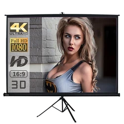 SNOWHITE Tripod Stand - Mobile Projection Screen 100 inch 16: 9 Portable Projector Screen Lightweight Carry & Durable Easy Pull