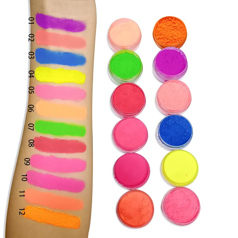 

High quality fluorescent powder high pigment eyeshadow powder, 12 colors