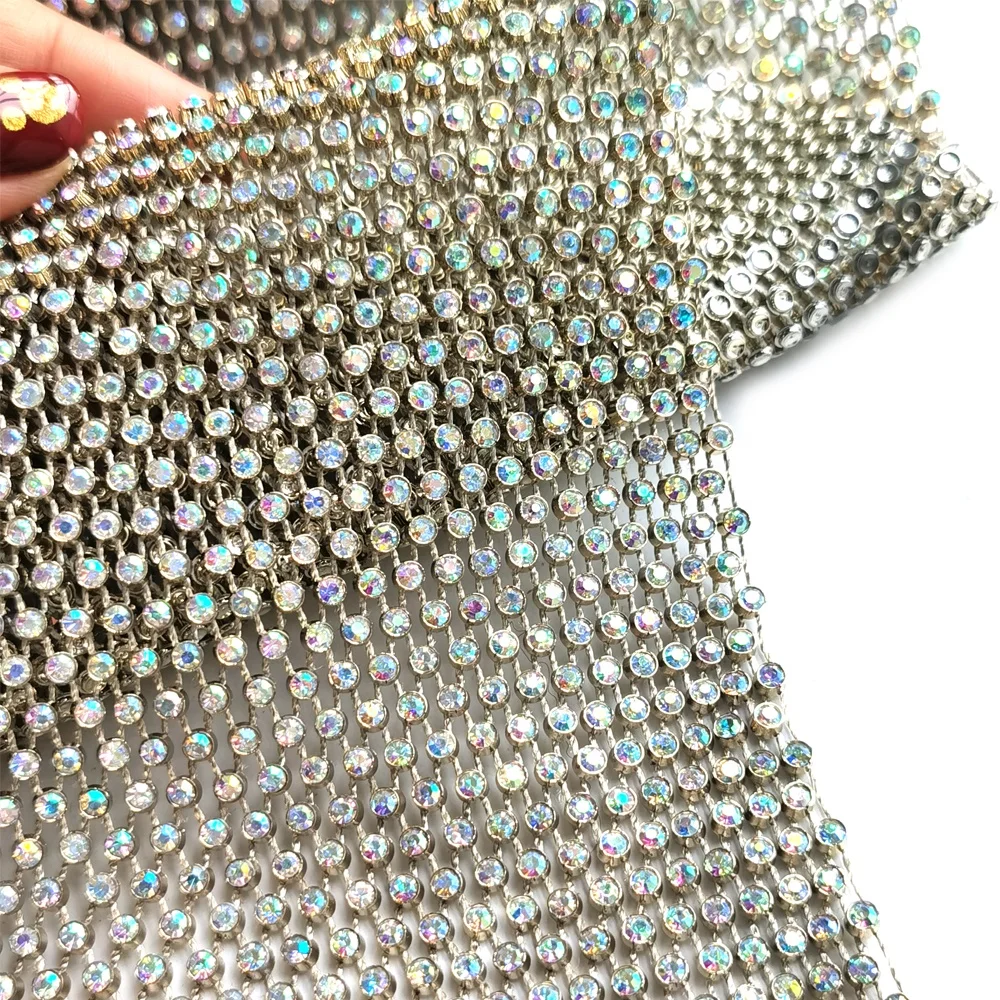 S148 Free Cutting Golden Plastic Rhinestone Mesh Trimming Rhinestone