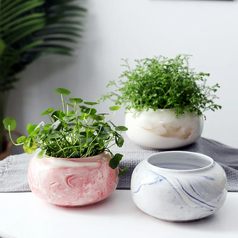 

Nordic planters ceramic marble gold flower pots indoor stand metal home decor flower pot hang round flower pot, Multicolor