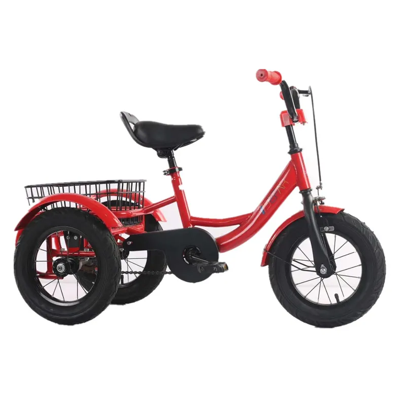 

2021 factory cheap price 3 air eva wheels steel frame new model kids tricycle kids bike with rear bucket, Black