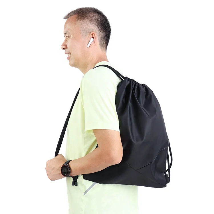 

Outdoor portable men gym bag large capacity storage string bag backpack drawstring bag with side zipper pocket, Purple