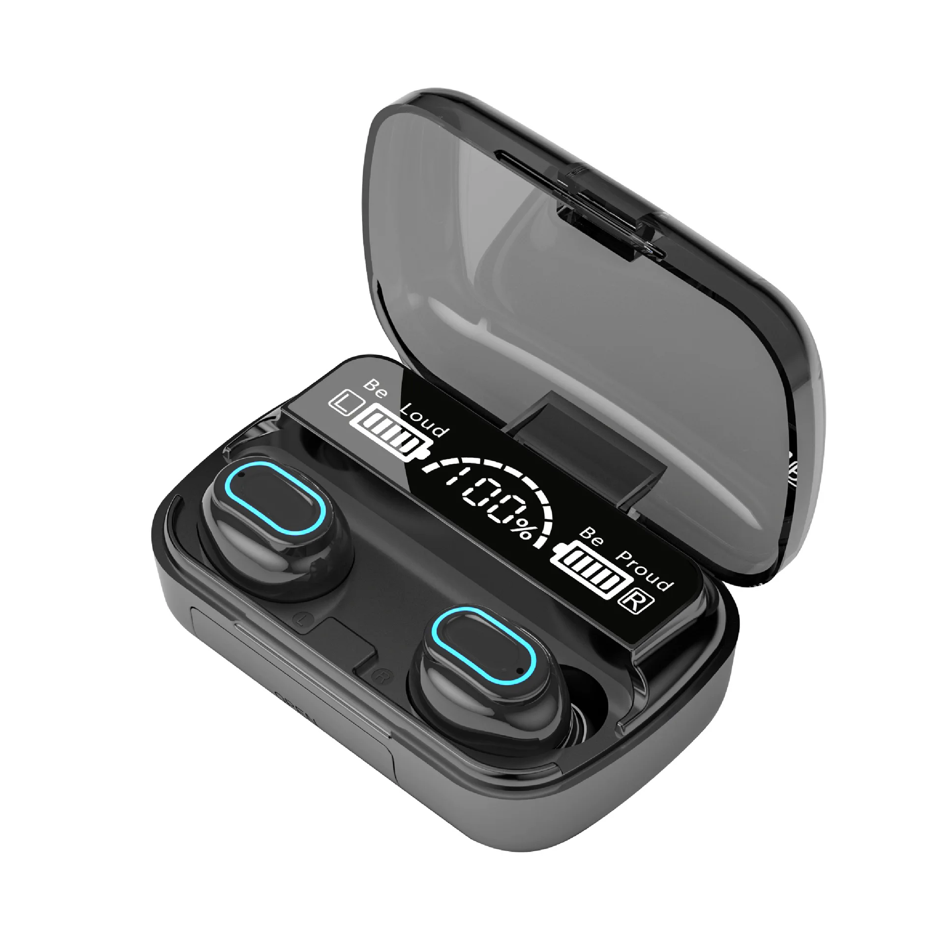 

TWS M1 Wireless Earphones With 2000mAh Charging Case IPX7 Waterproof Sports Headphones Earbuds With Mic M1 Tws, Black