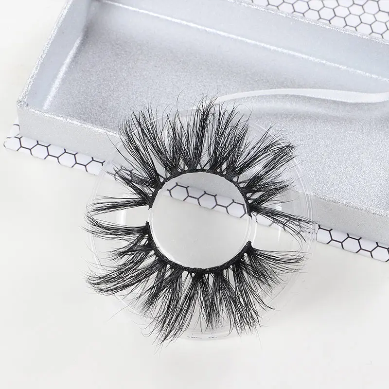 

false lashes3d wholesale vendor 25mm 5D 100% mink eyelashes extensions faux fluffy full strip lashes customized eyelash boxes, Black