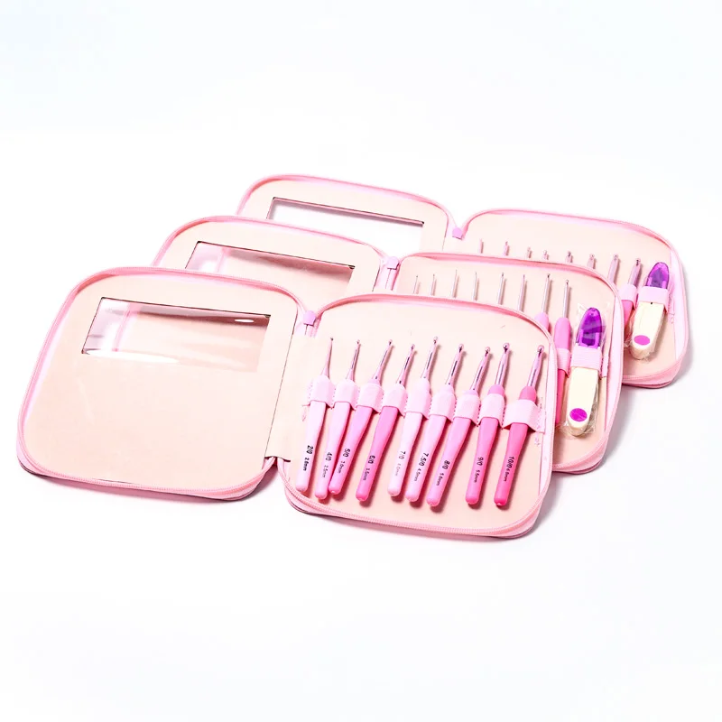 3 Kinds Pink Crochet Hook,Ergonomic Crochet Hooks Set With Pu Bag Buy