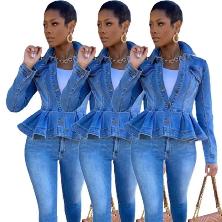 

Latest Design High Quality Women Fashion Clothing 2020 Winter Women Jeans Jacket Long Sleeve Casual Outwear Coat
