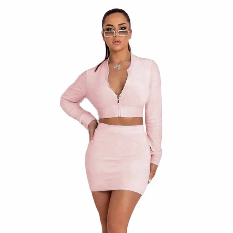 

Girls Sparkly Sequin Print Two Piece Outfits Long Sleeve Winter Skirt Sets Women